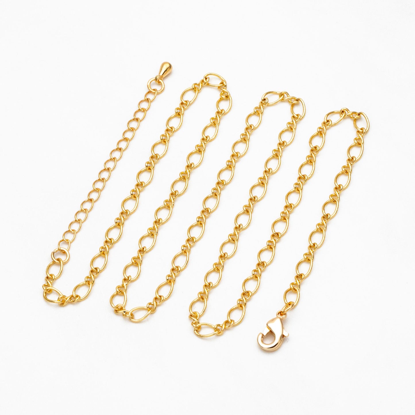 Dainty Gold Figaro Chains 3.5mm, Finished Bracelet/ Anklet/ Necklace with Extender Chain, Ready to Wear (#LK-151)