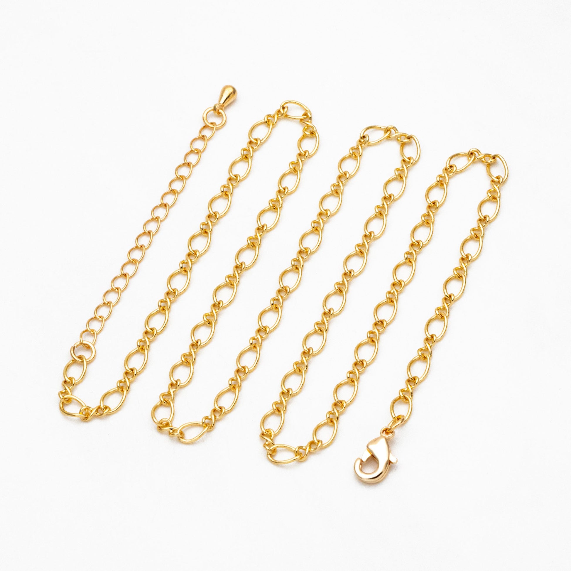Dainty Gold Figaro Chains 3.5mm, Finished Bracelet/ Anklet/ Necklace with Extender Chain, Ready to Wear (#LK-151)