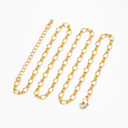 Dainty Gold Figaro Chains 3.5mm, Finished Bracelet/ Anklet/ Necklace with Extender Chain, Ready to Wear (#LK-151)