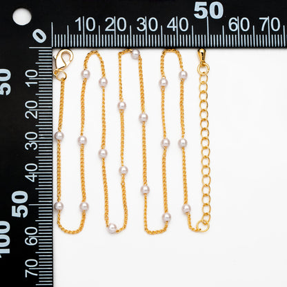 Gold Faux Pearl Beaded Chain, Finished Bracelet/ Anklet/ Necklace with Extender Chain, Ready to Wear (#LK-159)