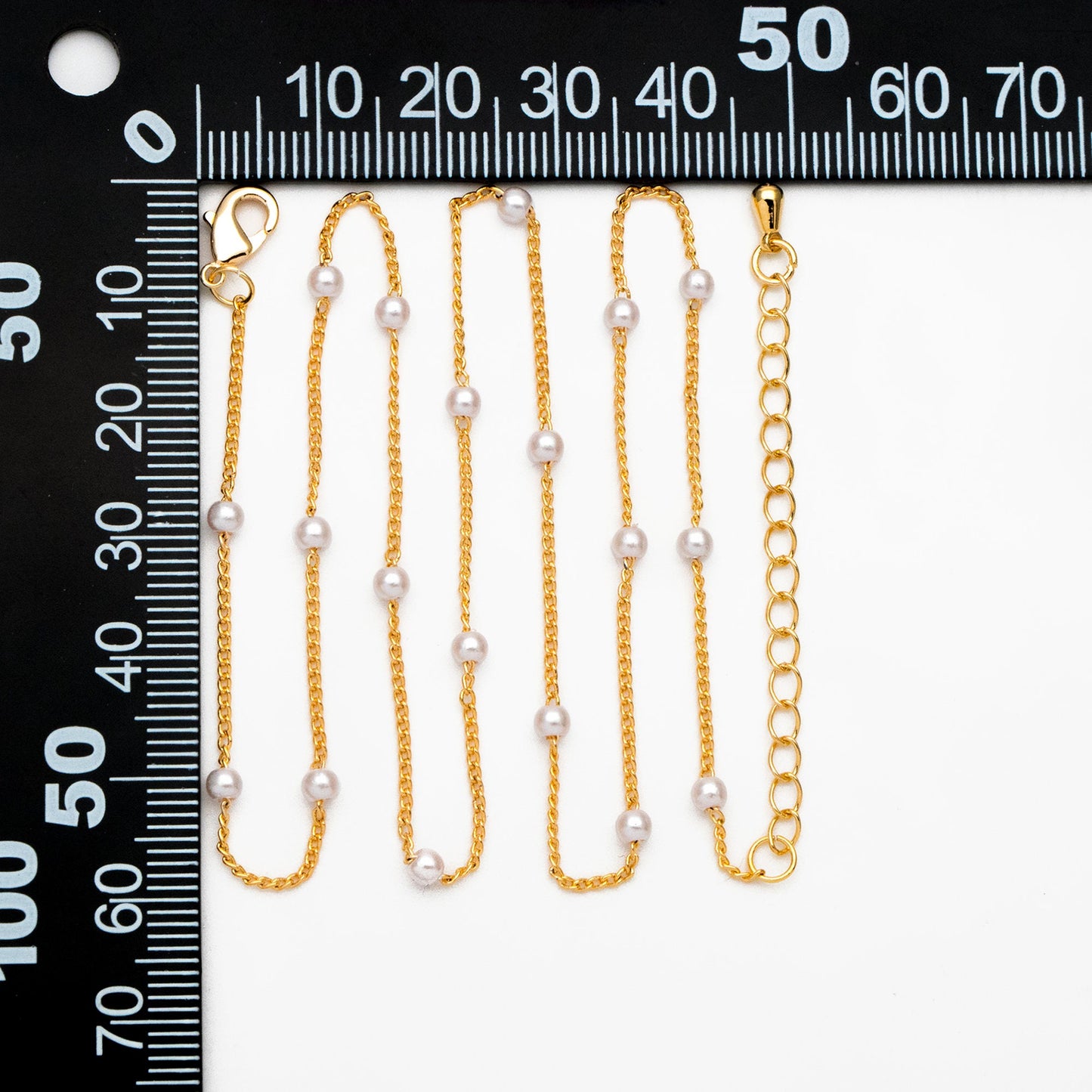 Gold Faux Pearl Beaded Chain, Finished Bracelet/ Anklet/ Necklace with Extender Chain, Ready to Wear (#LK-159)