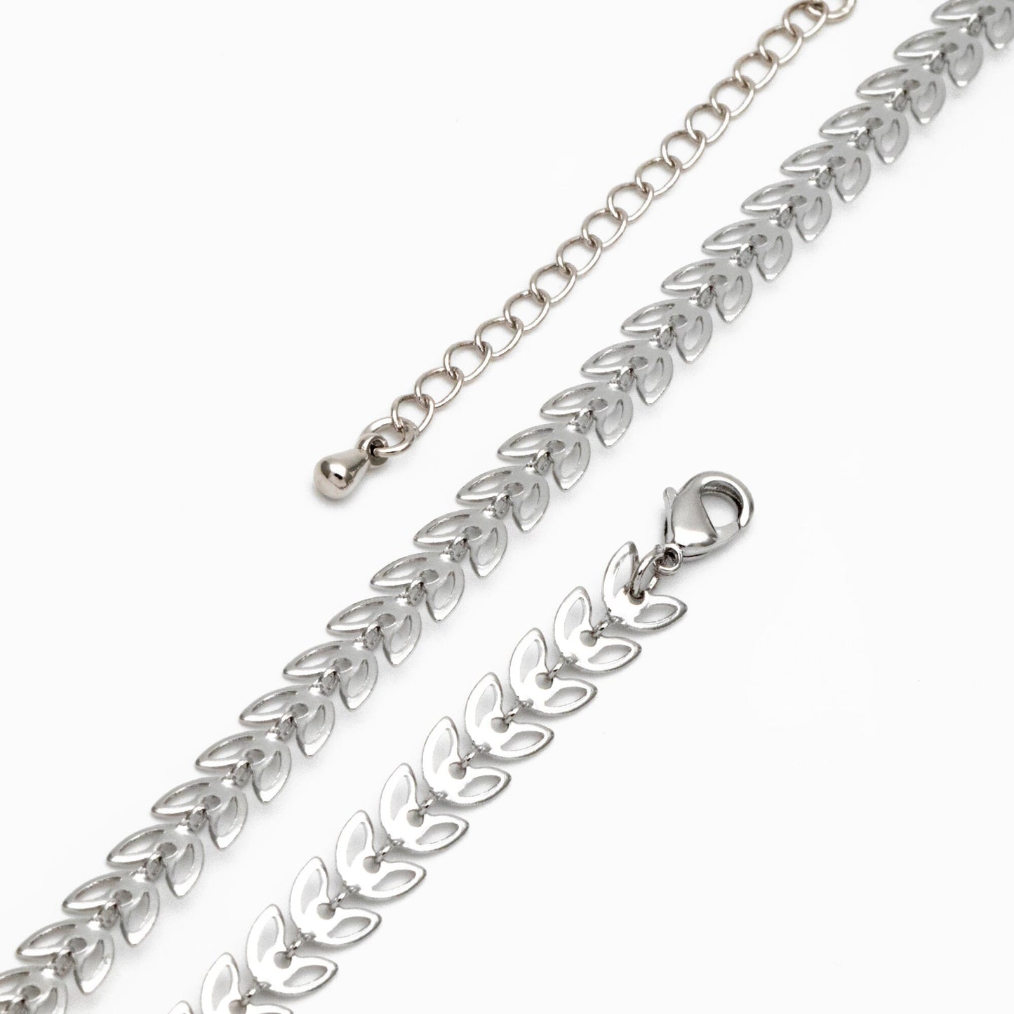 Gold/ Silver tone Flat Chevron Chain 6.3mm, Finished Bracelet/ Anklet/ Necklace with Extender Chain, Ready to Wear (#LK-161)