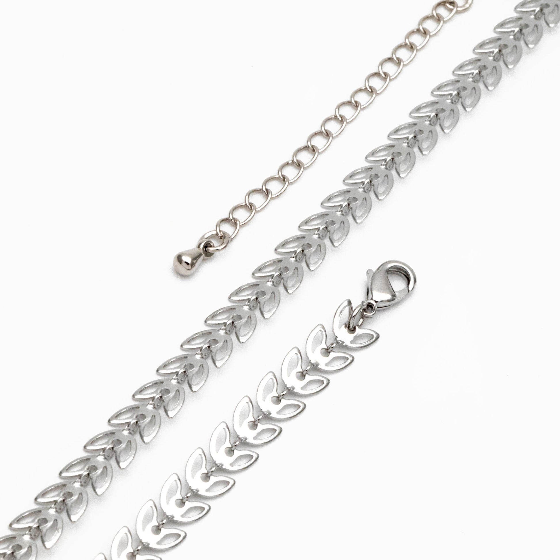 Gold/ Silver tone Flat Chevron Chain 6.3mm, Finished Bracelet/ Anklet/ Necklace with Extender Chain, Ready to Wear (#LK-161)
