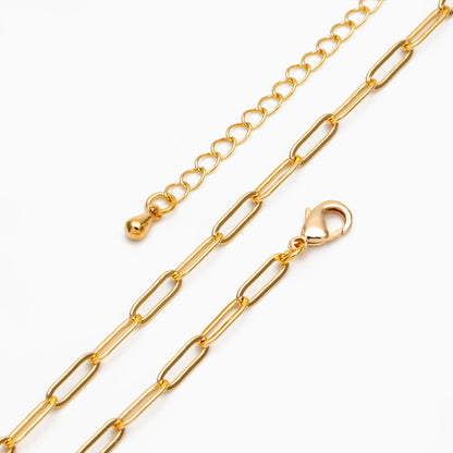 Gold/ Silver/ Rose Gold Oval Cable Chains 3mm, Finished Bracelet/ Anklet/ Necklace with Extender Chain, Ready to Wear (#LK-272)