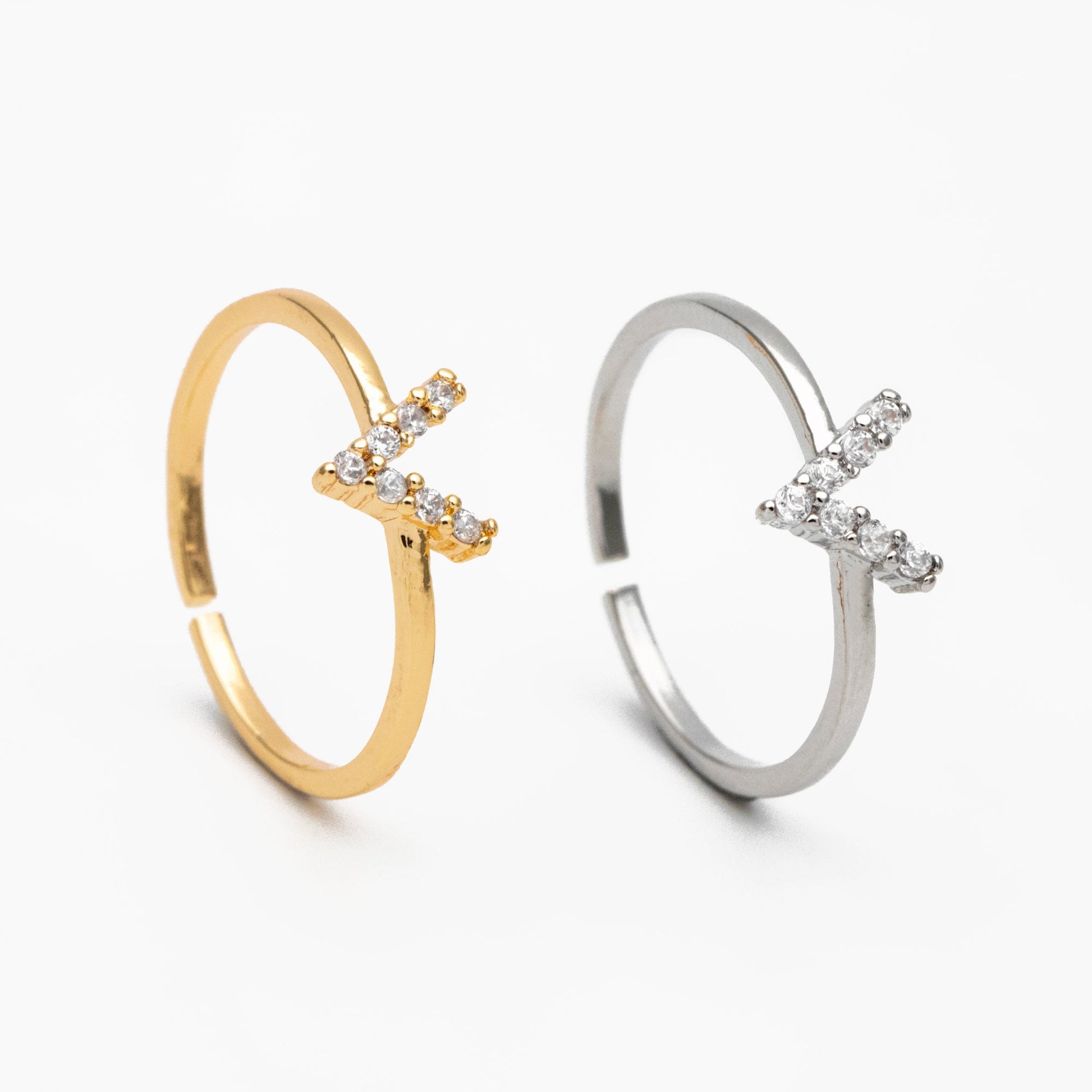 4pcs CZ Pave Gold/ Silver V Ring, Dainty Ring, Thin Ring, Everyday Ring (#GB-4216)