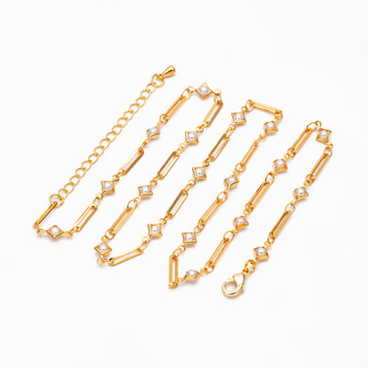 Gold Faux Pearl Chain, Finished Bracelet/ Anklet/ Necklace with Extender, Real 18K Gold Plated, Ready to Wear (#LK-510)