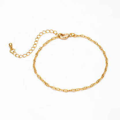 Gold Mariner Anchor Chain 2mm, Oval Link Chain, Finished Bracelet/ Anklet/ Necklace with Extender Chain, Ready to Wear (#LK-583)