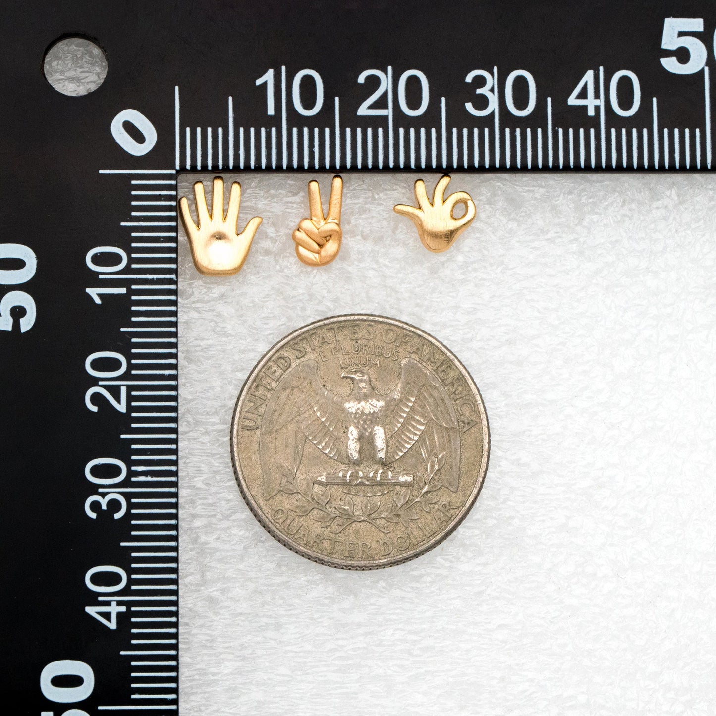 10pcs Gold Gesture Earrings, Gold Plated Brass, Minimalist Stud Earrings (GB-4105)