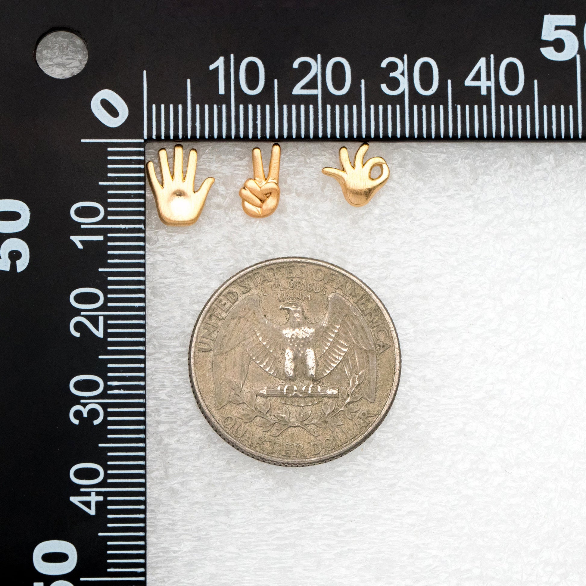 10pcs Gold Gesture Earrings, Gold Plated Brass, Minimalist Stud Earrings (GB-4105)