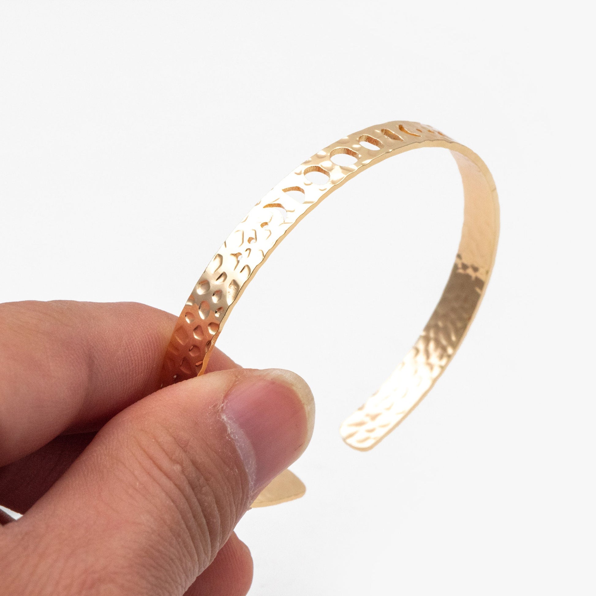 1pcs Gold Moon Phases Bangle Bracelet, Gold Plated Brass, Celestial Bracelet (GB-4222)