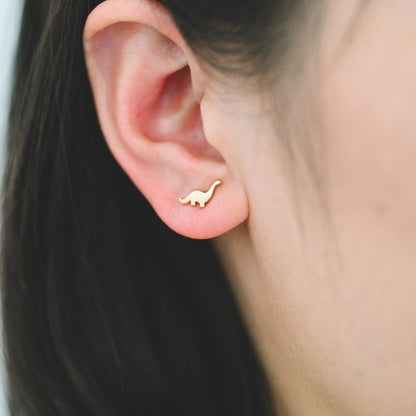 10pcs Gold/ Silver Brushed Dinosaur Earrings 6.5x10mm, Tiny Stud Earrings (GB-4209)