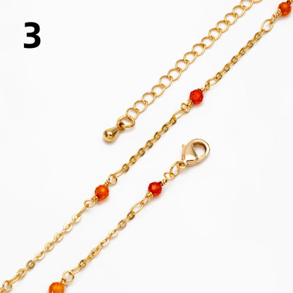 Gold Beaded Cable Chains, Finished Bracelet/ Anklet/ Necklace with Extender Chain, Ready to Wear (#LK-379)
