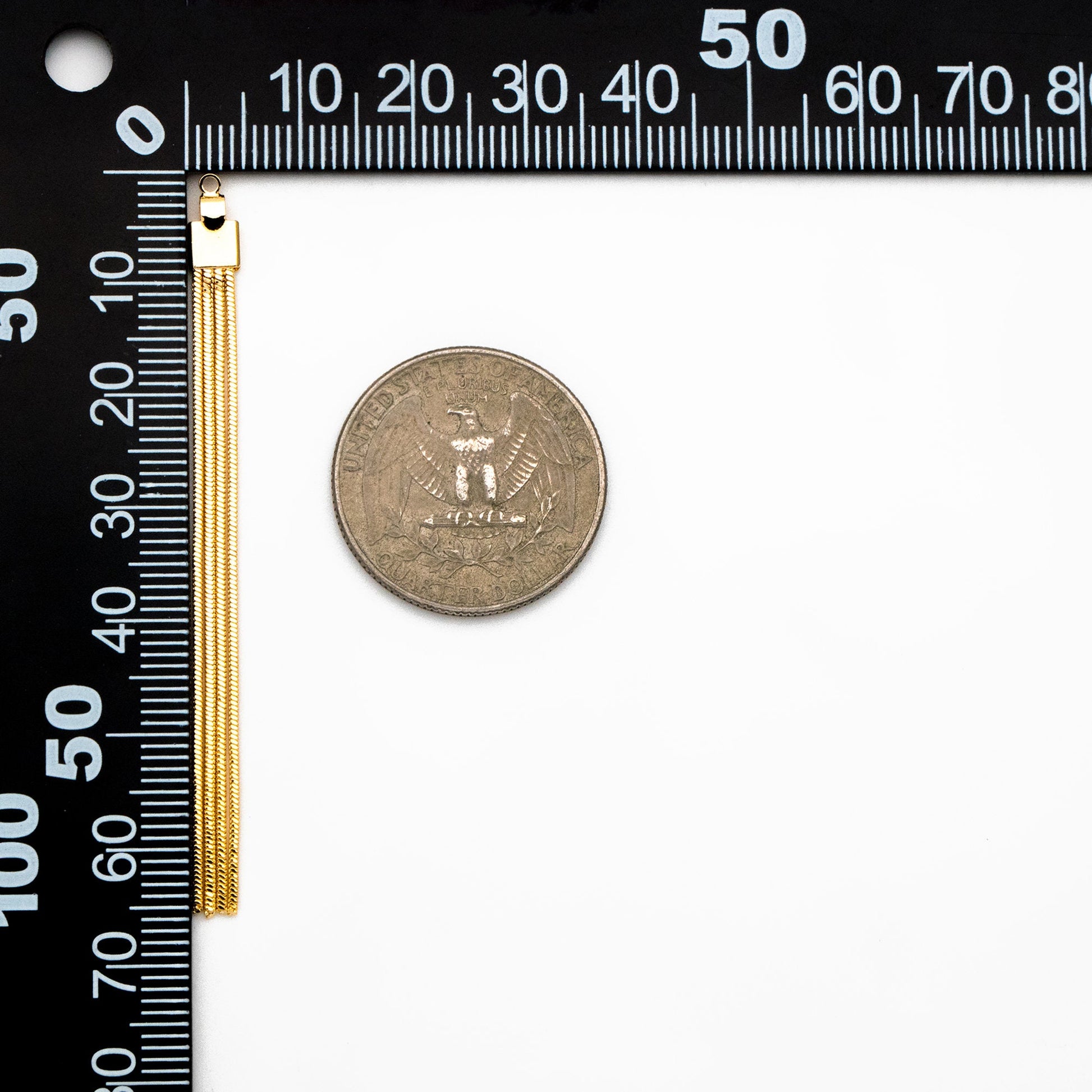 4pcs Chain Tassel Charms 65mm, Gold plated Brass, Tassel Earring Components (GB-3523-D)