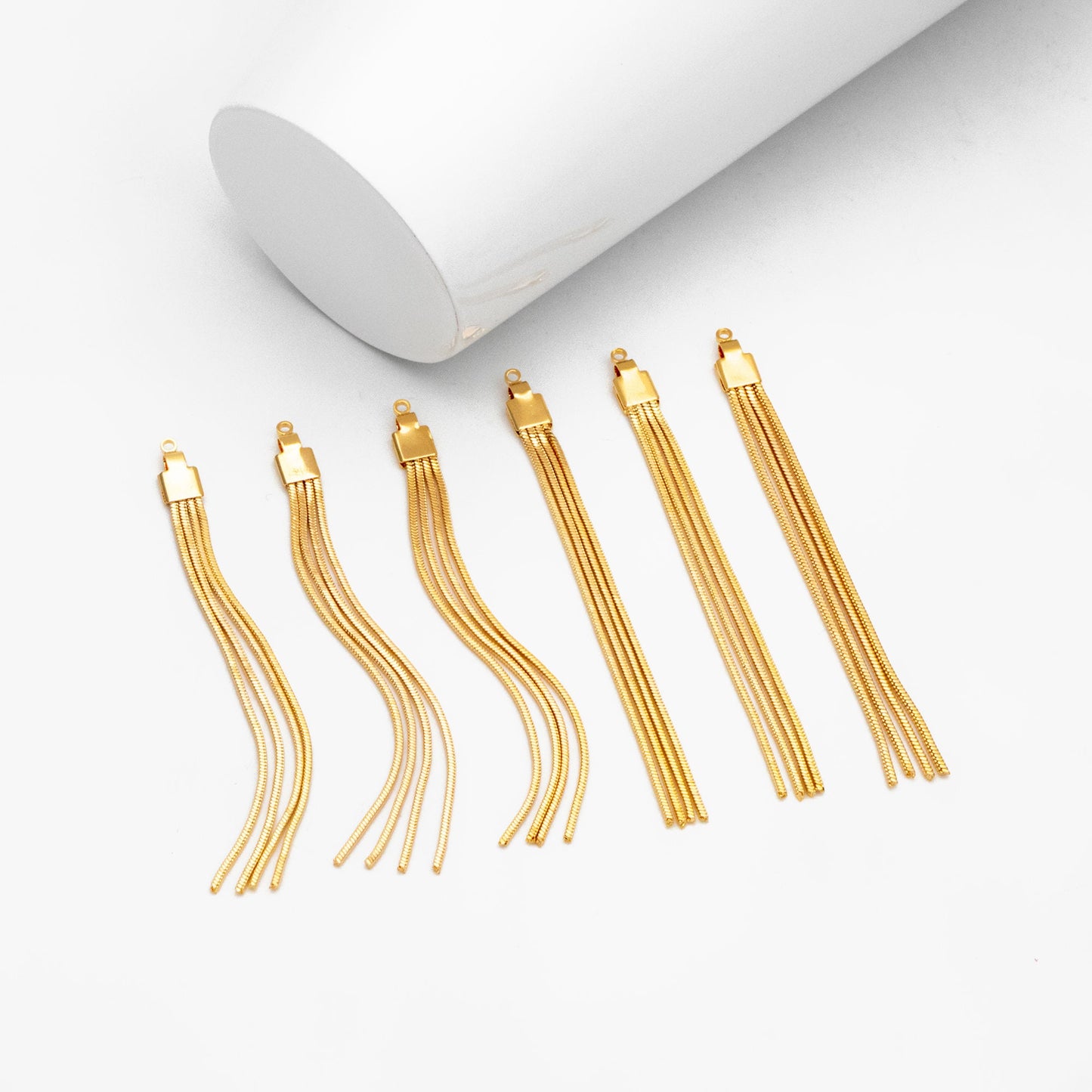 4pcs Chain Tassel Charms 65mm, Gold plated Brass, Tassel Earring Components (GB-3523-D)