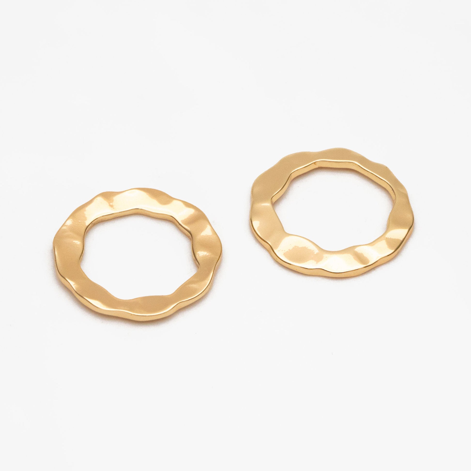 10pcs Gold Hammered Ring Charms, 18K Gold plated Brass Ring, Geometric Hoop Circle Pendants (GB-402-B)