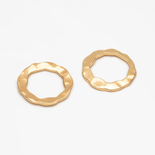 10pcs Gold Hammered Ring Charms, 18K Gold plated Brass Ring, Geometric Hoop Circle Pendants (GB-402-B)