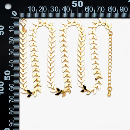 Gold/ Silver/ Rose Gold Flat Chevron Chain 6.3mm, Finished Bracelet/ Anklet/ Necklace with Extender Chain, Ready to Wear (#LK-156)