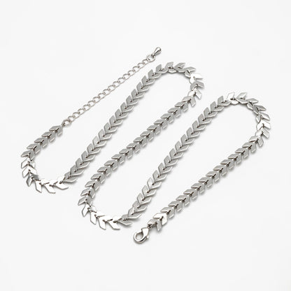 Gold/ Silver/ Rose Gold Flat Chevron Chain 6.3mm, Finished Bracelet/ Anklet/ Necklace with Extender Chain, Ready to Wear (#LK-156)