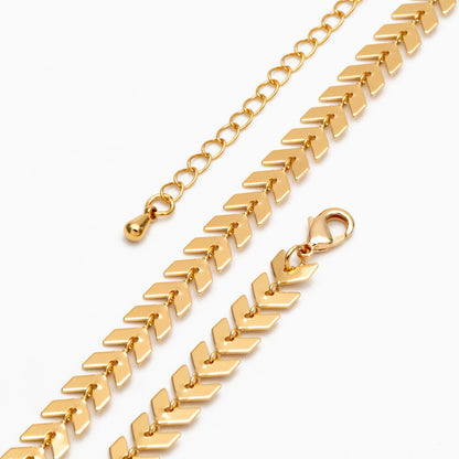 Gold/ Silver/ Rose Gold Flat Chevron Chain 6.3mm, Finished Bracelet/ Anklet/ Necklace with Extender Chain, Ready to Wear (#LK-156)