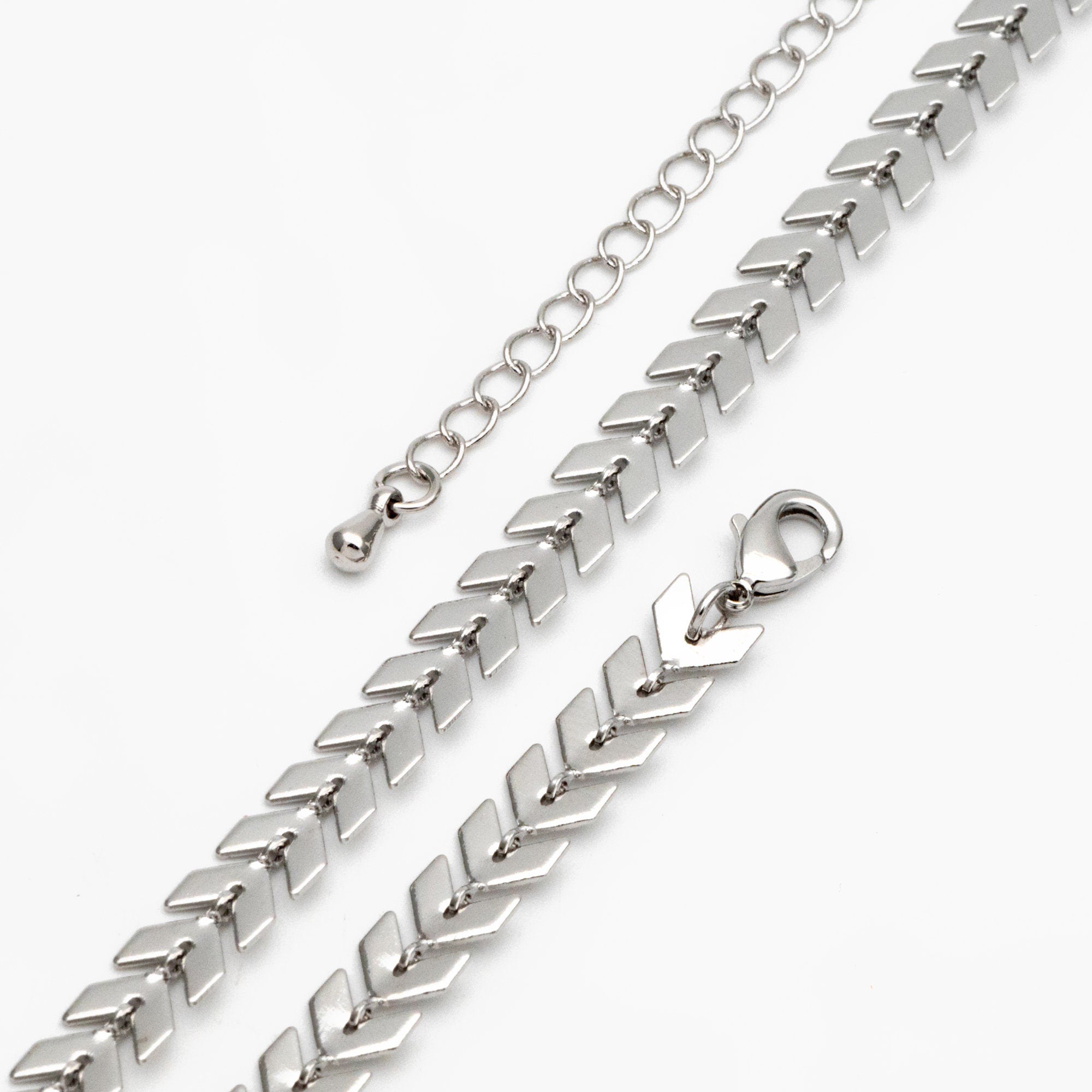 Gold/ Silver/ Rose Gold Flat Chevron Chain 6.3mm, Finished Bracelet/ Anklet/ Necklace with Extender Chain, Ready to Wear (#LK-156)