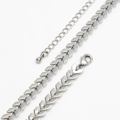 Gold/ Silver/ Rose Gold Flat Chevron Chain 6.3mm, Finished Bracelet/ Anklet/ Necklace with Extender Chain, Ready to Wear (#LK-156)