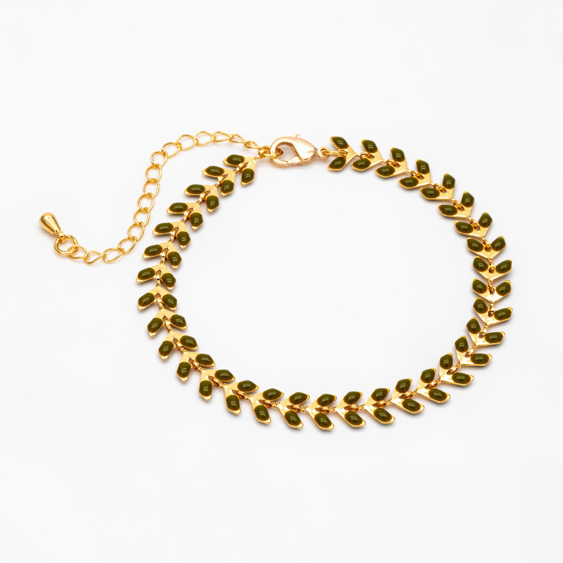 Gold Enamel Chevron Chain 6.3mm, Finished Bracelet/ Anklet/ Necklace with Extender Chain, 16-18 inch Adjustable, Ready to Wear (#LK-160)