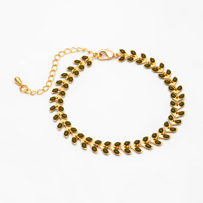 Gold Enamel Chevron Chain 6.3mm, Finished Bracelet/ Anklet/ Necklace with Extender Chain, 16-18 inch Adjustable, Ready to Wear (#LK-160)