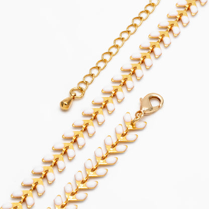 Gold Enamel Chevron Chain 6.3mm, Finished Bracelet/ Anklet/ Necklace with Extender Chain, 16-18 inch Adjustable, Ready to Wear (#LK-160)
