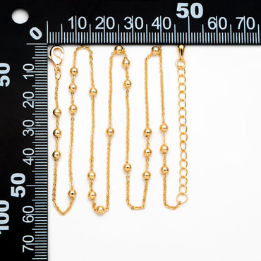 Gold/ Silver/ Rose Gold Beaded Chains, Finished Bracelet/ Anklet/ Necklace with Extender Chain, Ready to Wear (#LK-165)