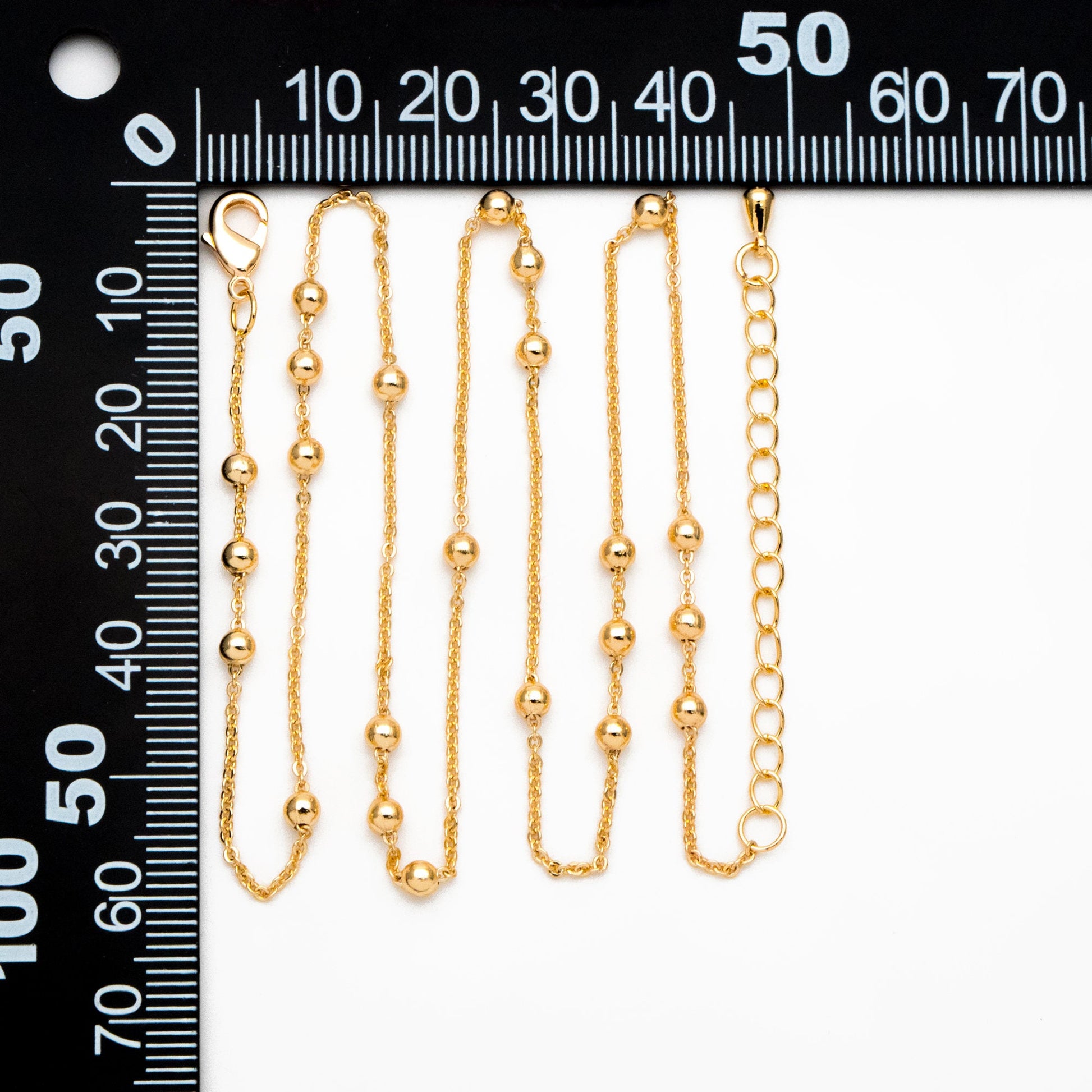 Gold/ Silver/ Rose Gold Beaded Chains, Finished Bracelet/ Anklet/ Necklace with Extender Chain, Ready to Wear (#LK-165)