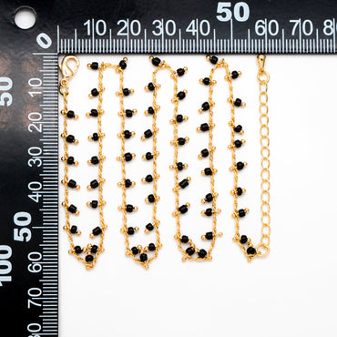 Gold Rainbow Beaded Chain, Finished Bracelet/ Anklet/ Necklace with Extender Chain, Ready to Wear (#LK-201)