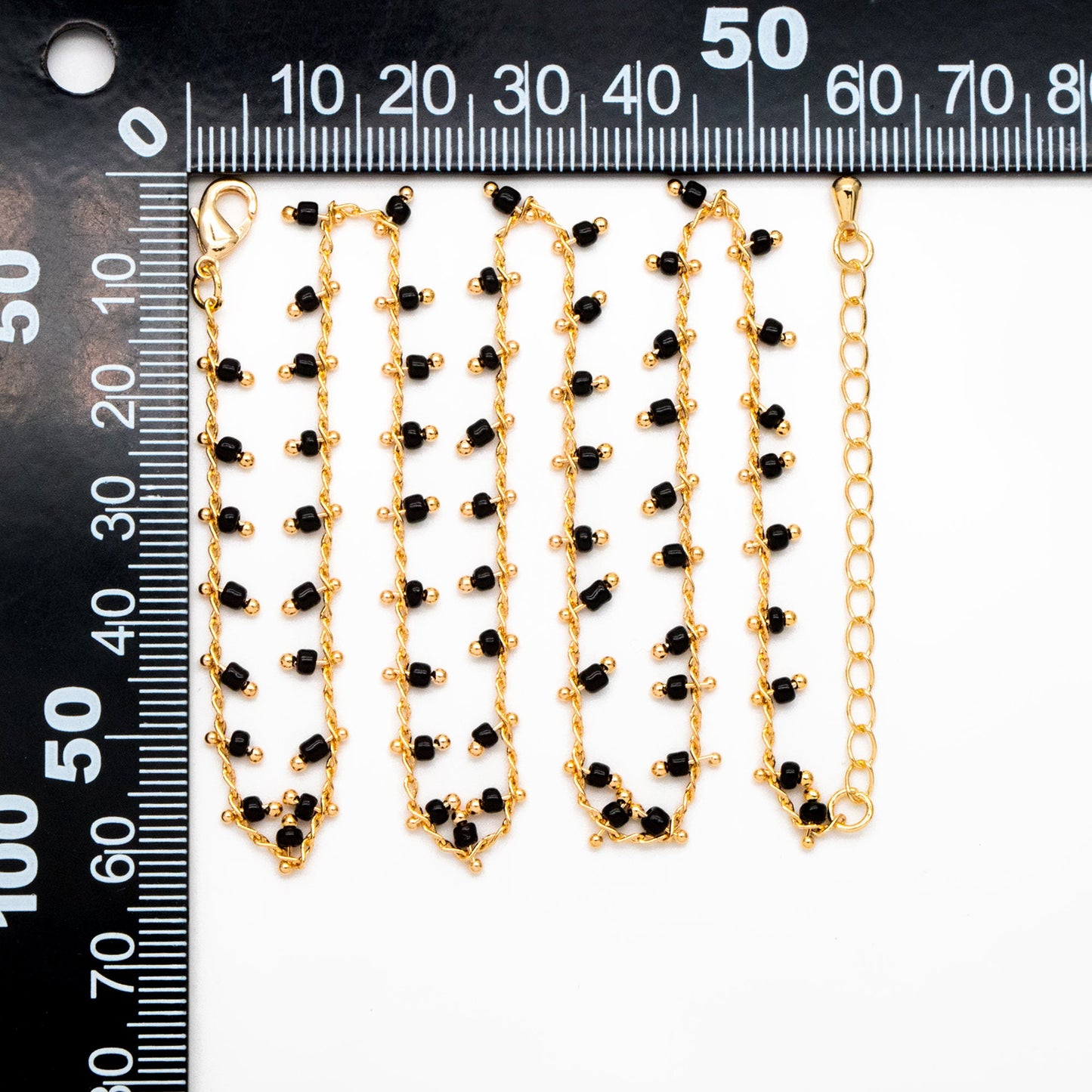 Gold Rainbow Beaded Chain, Finished Bracelet/ Anklet/ Necklace with Extender Chain, Ready to Wear (#LK-201)