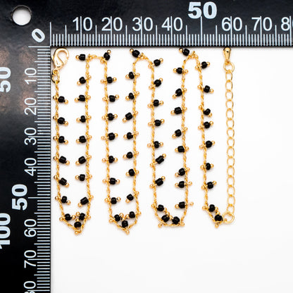 Gold Rainbow Beaded Chain, Finished Bracelet/ Anklet/ Necklace with Extender Chain, Ready to Wear (#LK-201)