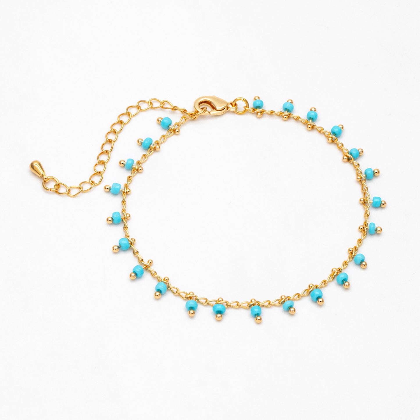 Gold Rainbow Beaded Chain, Finished Bracelet/ Anklet/ Necklace with Extender Chain, Ready to Wear (#LK-201)