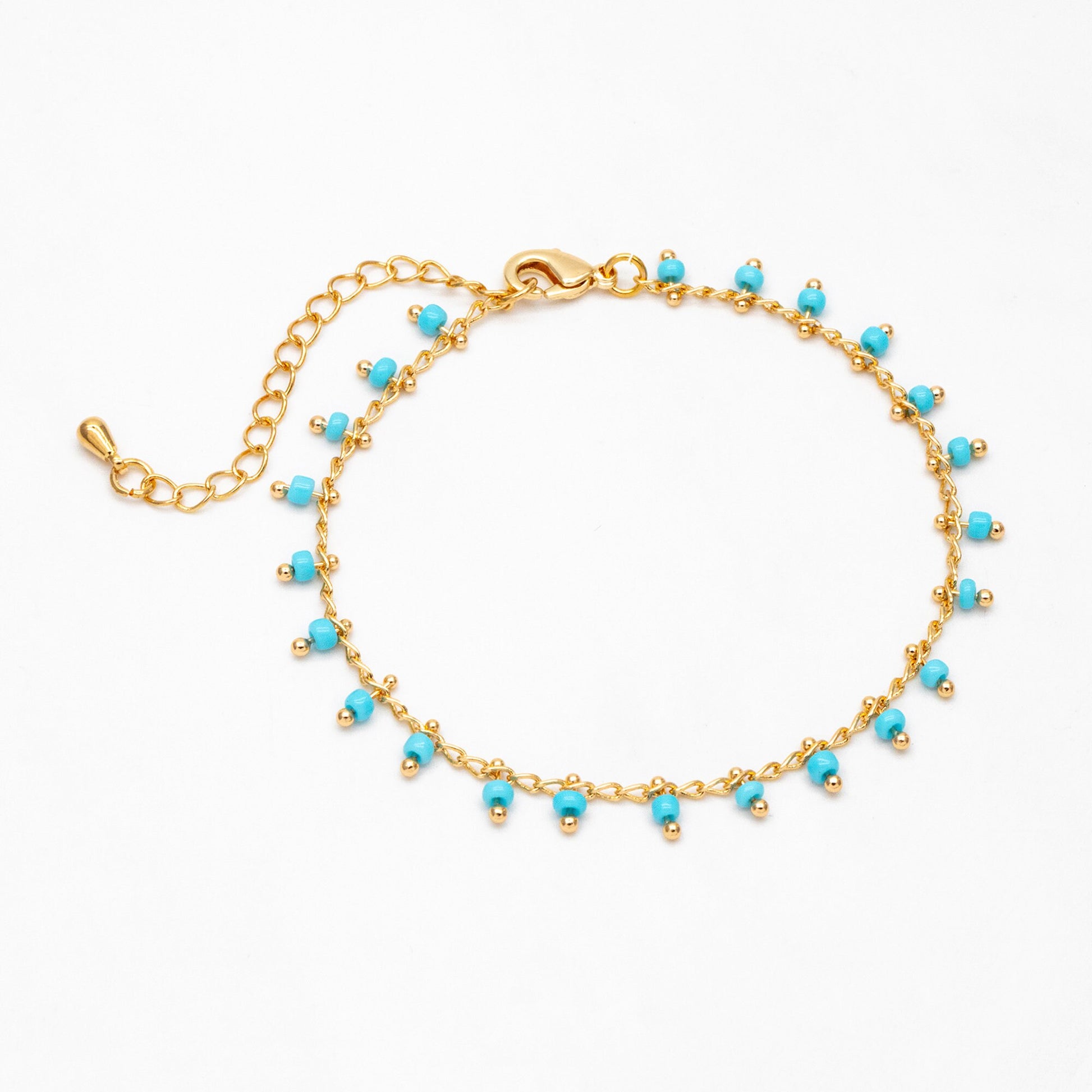 Gold Rainbow Beaded Chain, Finished Bracelet/ Anklet/ Necklace with Extender Chain, Ready to Wear (#LK-201)