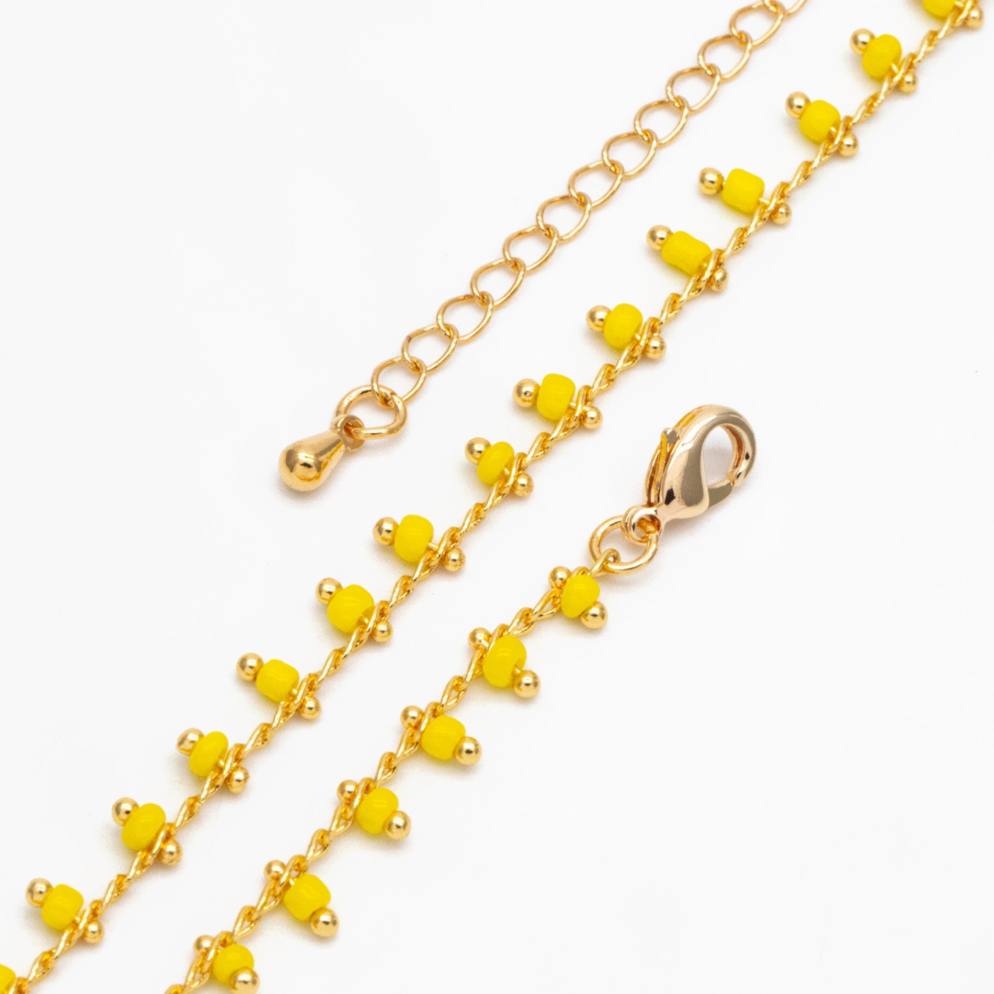 Gold Rainbow Beaded Chain, Finished Bracelet/ Anklet/ Necklace with Extender Chain, Ready to Wear (#LK-201)