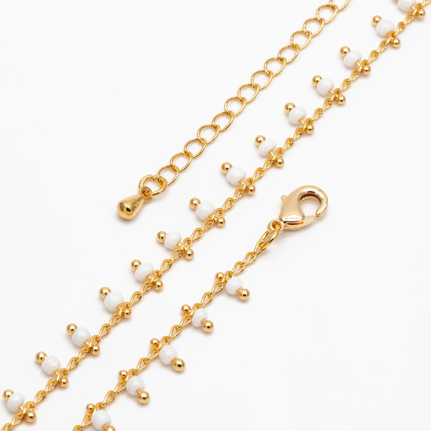 Gold Rainbow Beaded Chain, Finished Bracelet/ Anklet/ Necklace with Extender Chain, Ready to Wear (#LK-201)