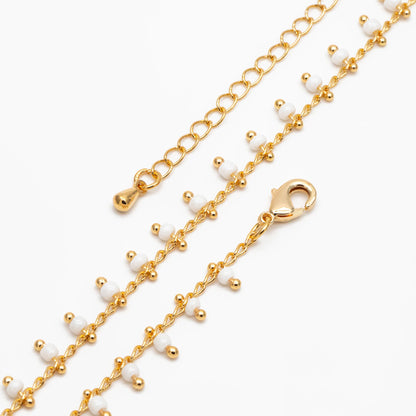 Gold Rainbow Beaded Chain, Finished Bracelet/ Anklet/ Necklace with Extender Chain, Ready to Wear (#LK-201)