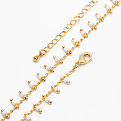 Gold Rainbow Beaded Chain, Finished Bracelet/ Anklet/ Necklace with Extender Chain, Ready to Wear (#LK-201)