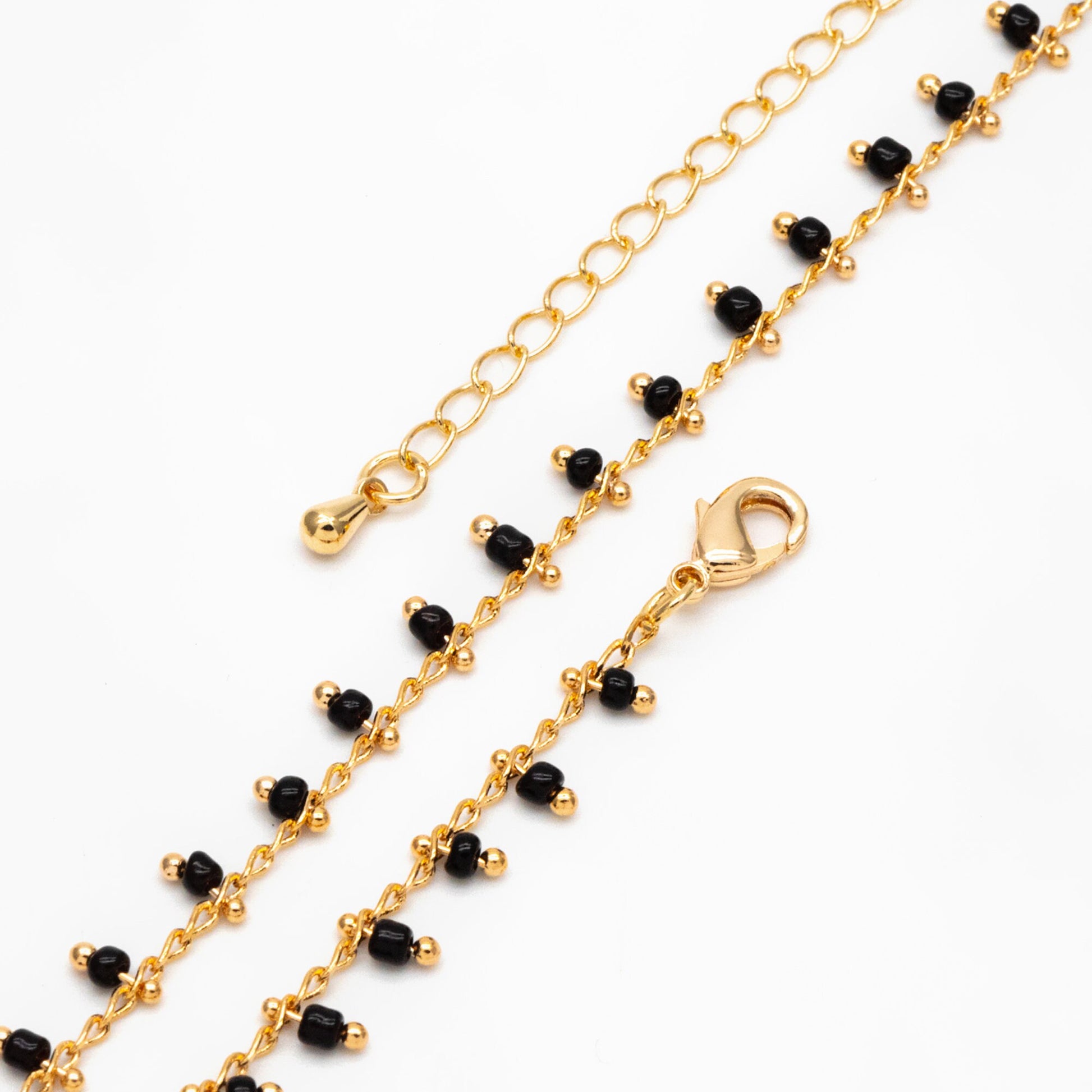 Gold Rainbow Beaded Chain, Finished Bracelet/ Anklet/ Necklace with Extender Chain, Ready to Wear (#LK-201)