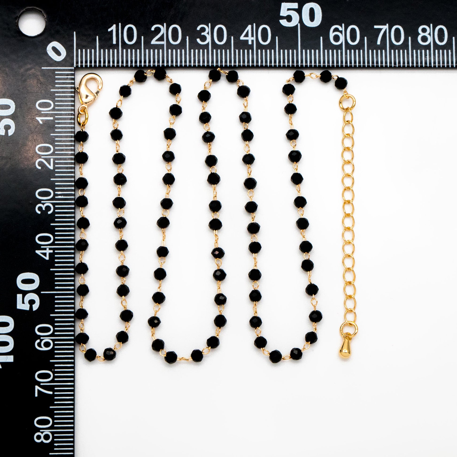 Crystal Bead Chains, Finished Bracelet/ Anklet/ Necklace with Extender Chain, Glass Beaded Chain, Ready to Wear (#LK-180)