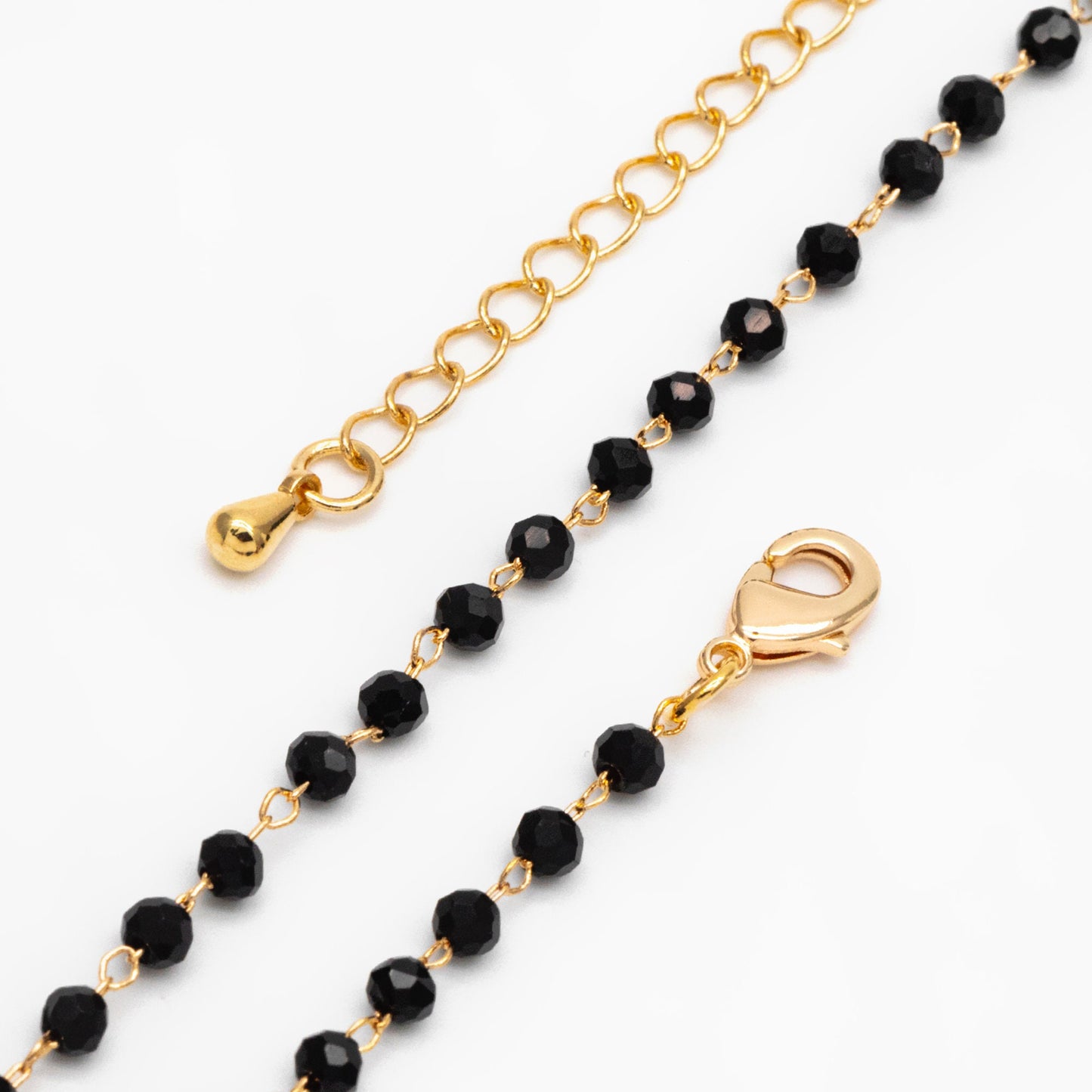 Crystal Bead Chains, Finished Bracelet/ Anklet/ Necklace with Extender Chain, Glass Beaded Chain, Ready to Wear (#LK-180)