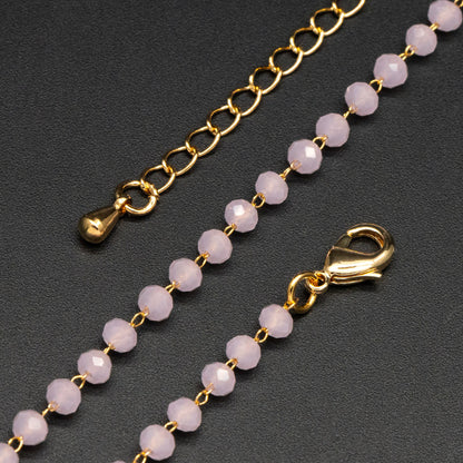 Crystal Bead Chains, Finished Bracelet/ Anklet/ Necklace with Extender Chain, Glass Beaded Chain, Ready to Wear (#LK-180)