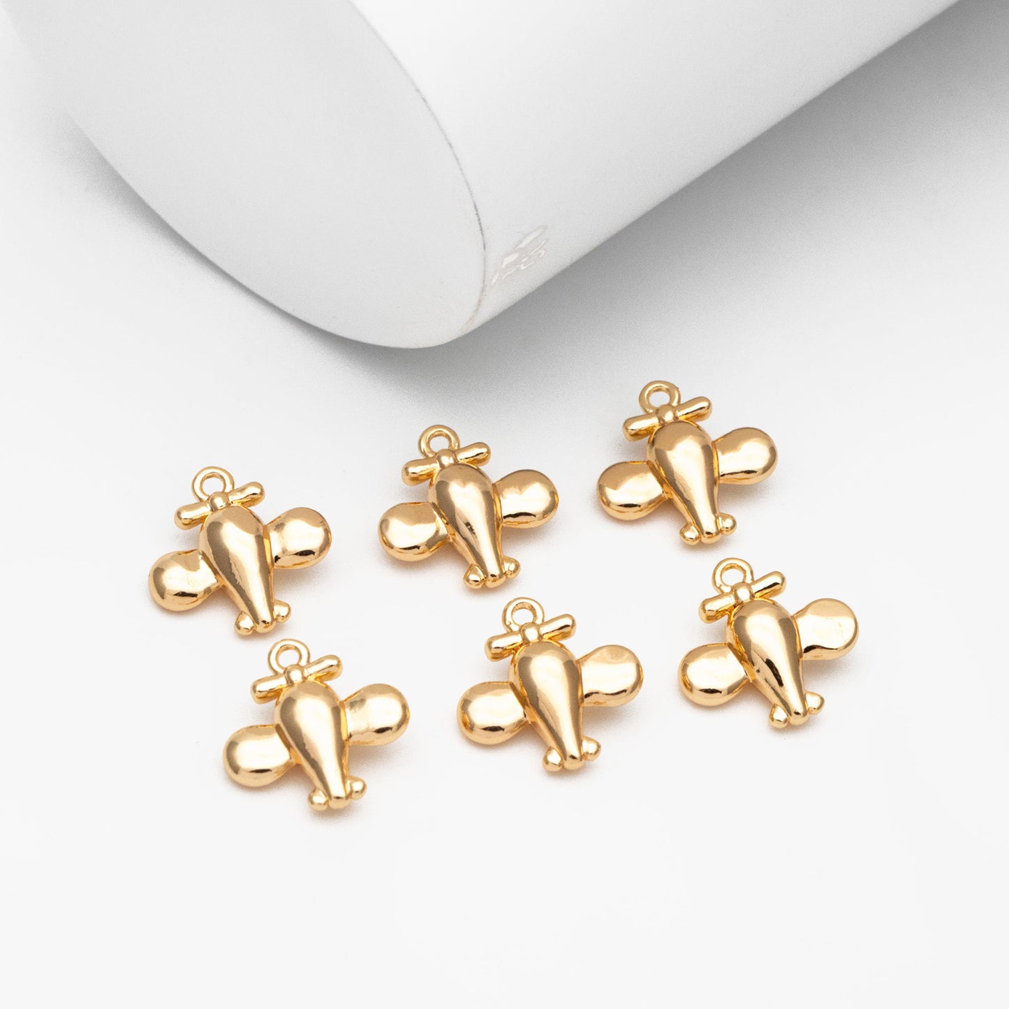 10pcs Gold Airplane Charms, 18K Gold plated Brass, Airplane Pendants (GB-4194)