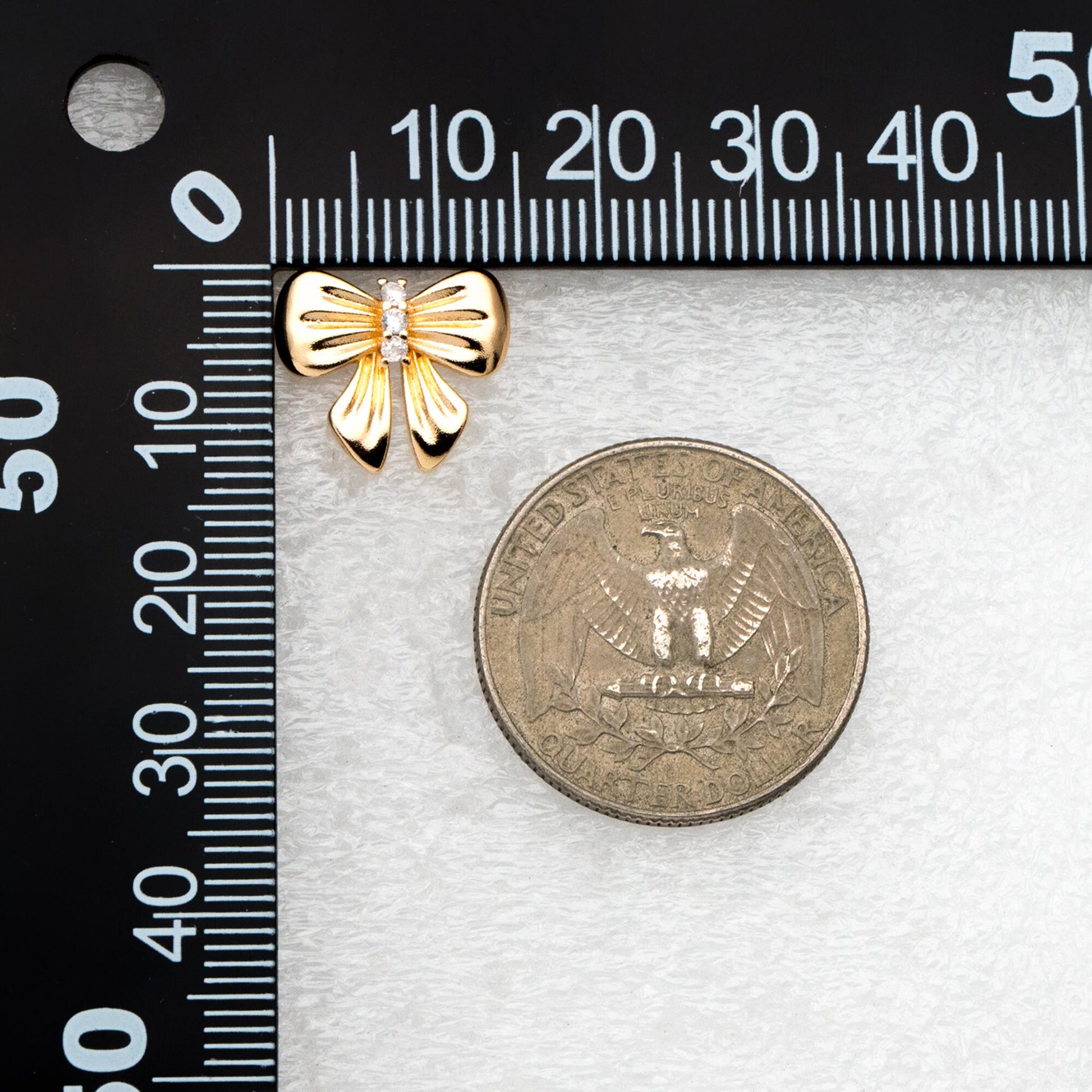 4pcs CZ Pave Gold Bowknot Earrings, 18K Real Gold plated Brass, Bow Knot Stud Earring (GB-4228)