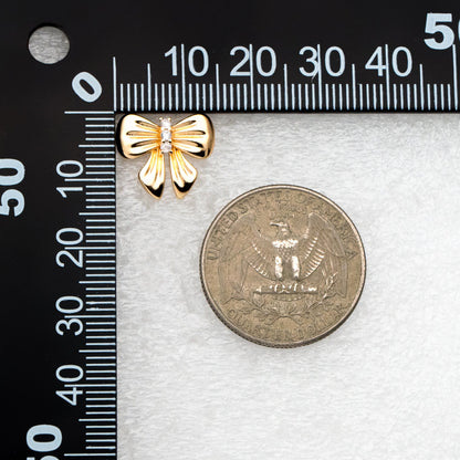 4pcs CZ Pave Gold Bowknot Earrings, 18K Real Gold plated Brass, Bow Knot Stud Earring (GB-4228)