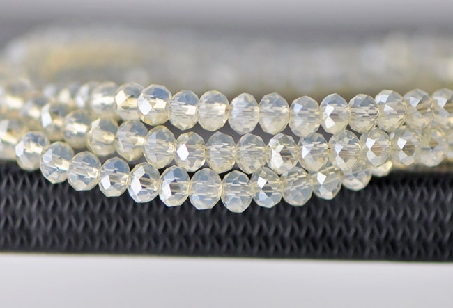 Crystal Rondelle Faceted Glass beads 3x4mm Opal Champagne -(BZ04-70)/ 145pcs