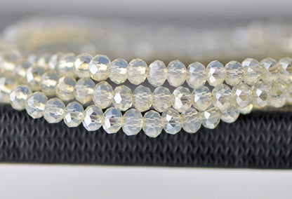 Crystal Rondelle Faceted Glass beads 3x4mm Opal Champagne -(BZ04-70)/ 145pcs