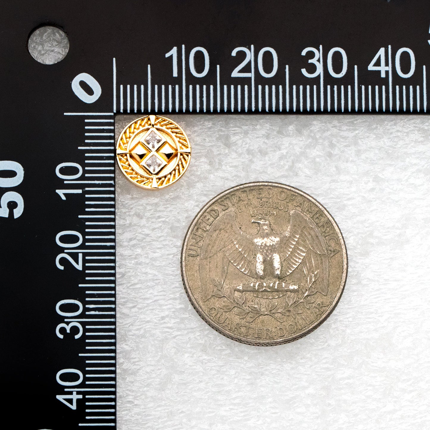 4pcs CZ Pave Gold Round Earrings 11mm, Gold Plated Brass Dainty Stud Earrings (GB-4233)