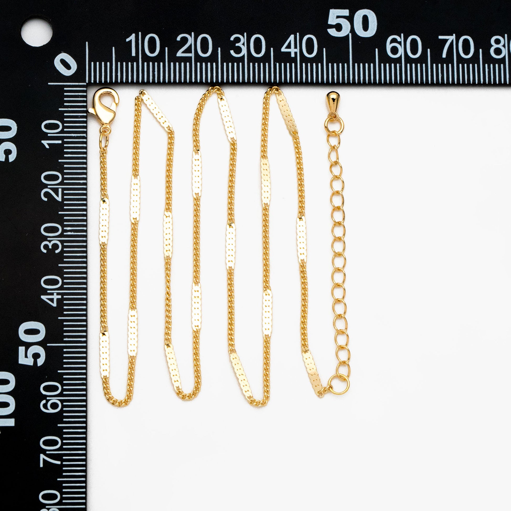 Dainty Gold/ Silver tone Flat Link Chains, Finished Bracelet/ Anklet/ Necklace with Extender Chain, Ready to Wear (#LK-177)
